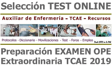 Recopiolatorio de TEST ONLINE para la preparación del Examen de la OPE Extraordinaria TCAEs 2019
